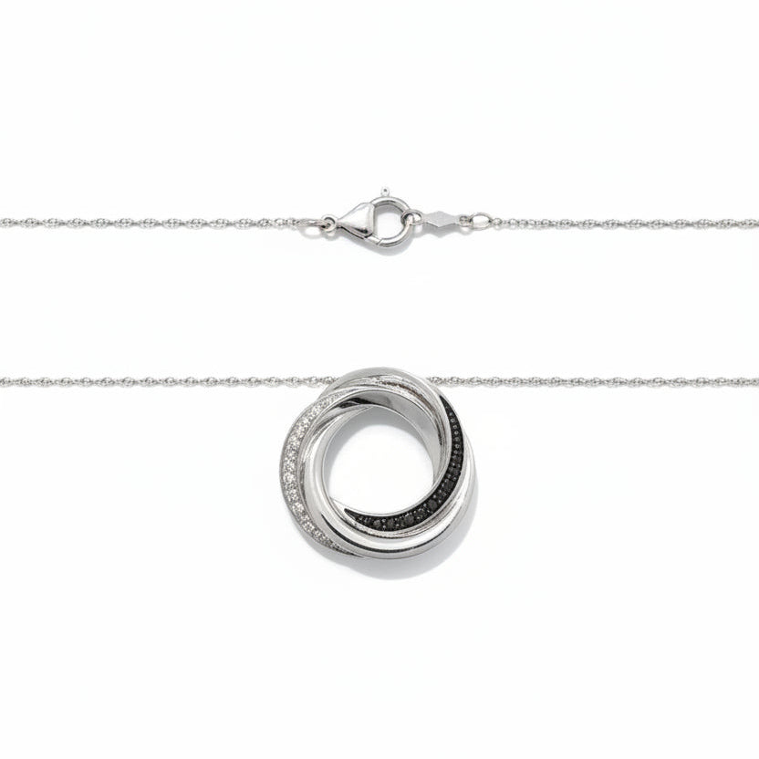 925 Sterling Silver Interlocked Circle Necklace