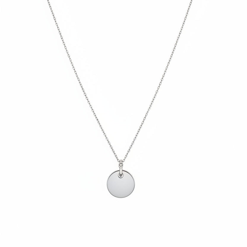 925 Sterling Silver Round Disc Necklace