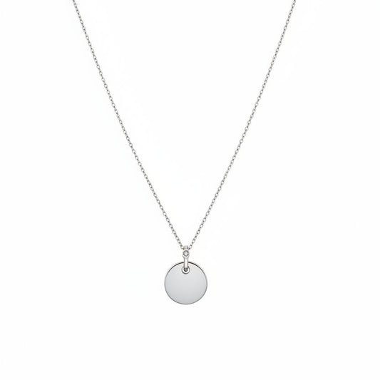 925 Sterling Silver Round Disc Necklace