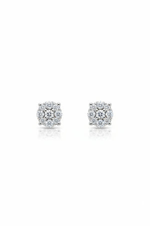 925 Sterling Silver Diamond Cluster Stud Earrings, TDW: 0.4ct K I