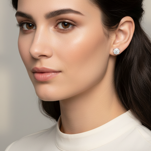 925 Sterling Silver Diamond Cluster Stud Earrings, TDW: 0.4ct K I
