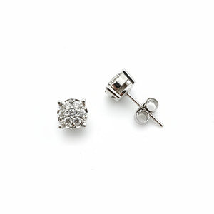 925 Sterling Silver Diamond Cluster Stud Earrings, TDW: 0.4ct K I