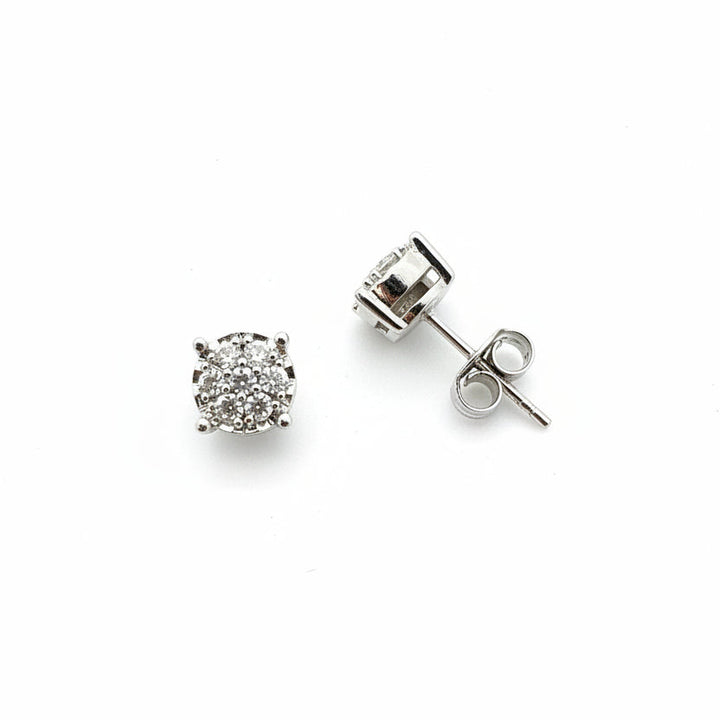 925 Sterling Silver Diamond Cluster Stud Earrings, TDW: 0.4ct K I