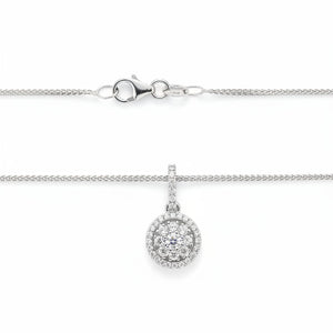14K White Gold Sparkle Cluster Diamond Pendant Necklace