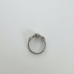 18K White Gold Triple Round Circle Diamond Ring