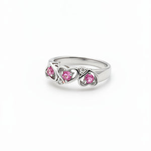 925 Sterling Silver Pink CZ Heart Love Ring