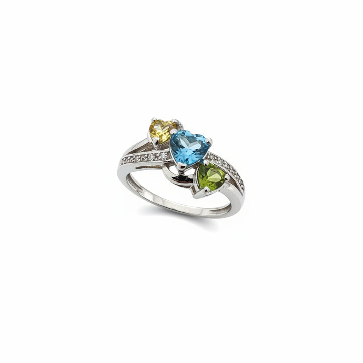 925 Sterling Silver Multi-Color Heart CZ Ring