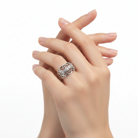 925 Sterling Silver Filigree Statement Ring
