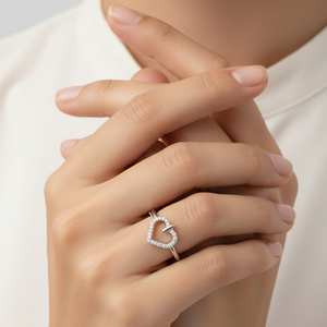925 Sterling Silver Heart Lock Ring