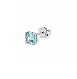 925 Sterling Silver Squared Blue CZ Stud Earrings