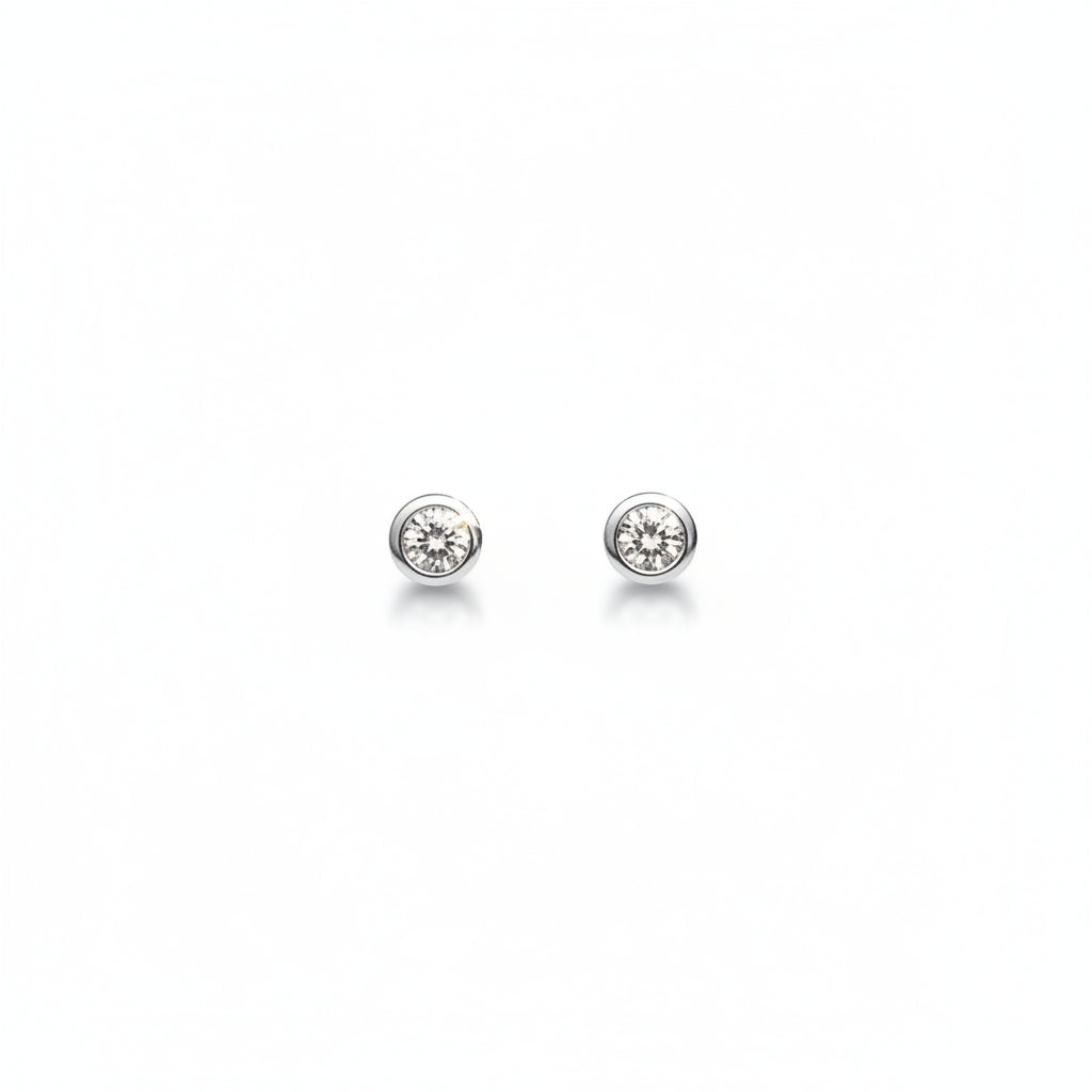 925 Sterling Silver Round CZ Stud Earrings