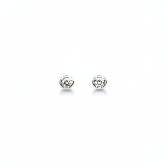 925 Sterling Silver Round CZ Stud Earrings