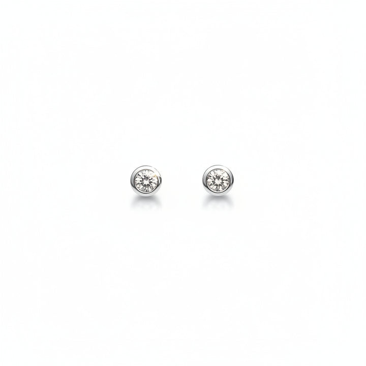925 Sterling Silver Round CZ Stud Earrings