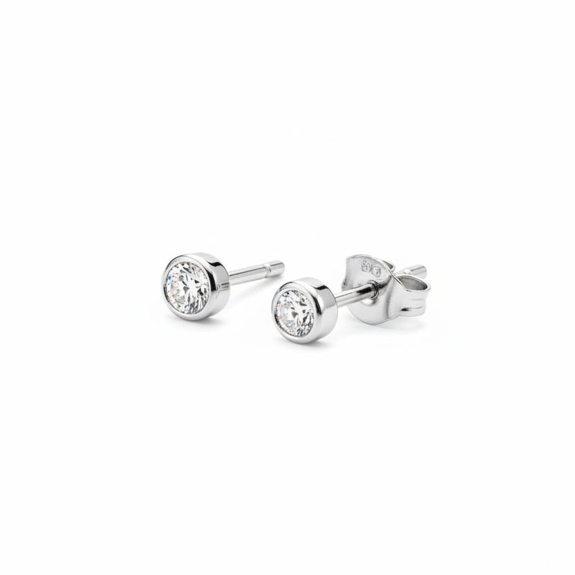 925 Sterling Silver Round CZ Stud Earrings