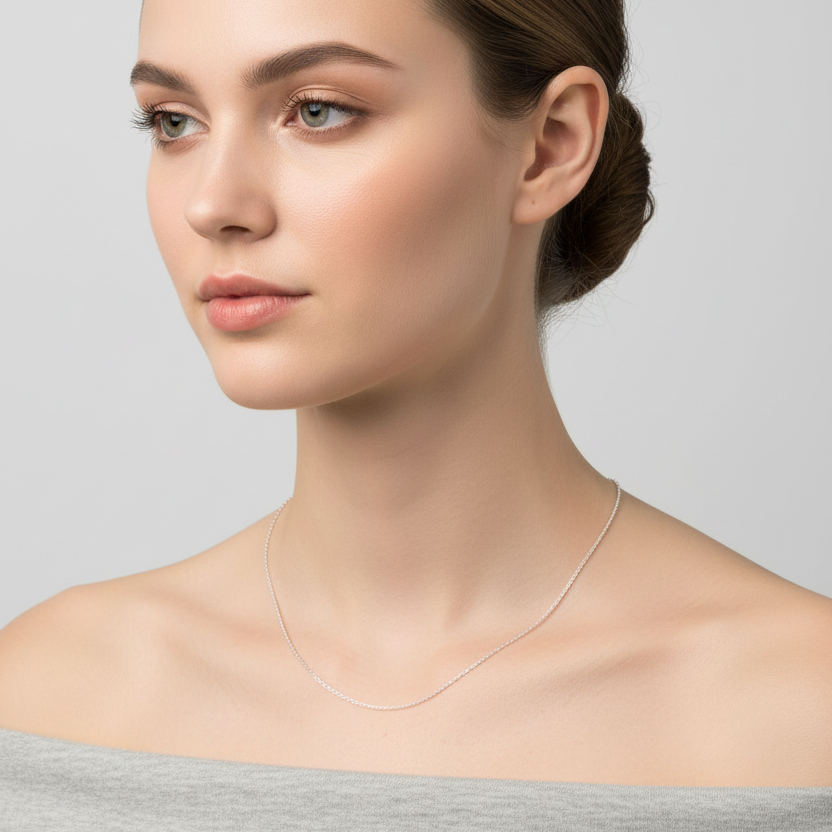18K White Gold Cable Chain