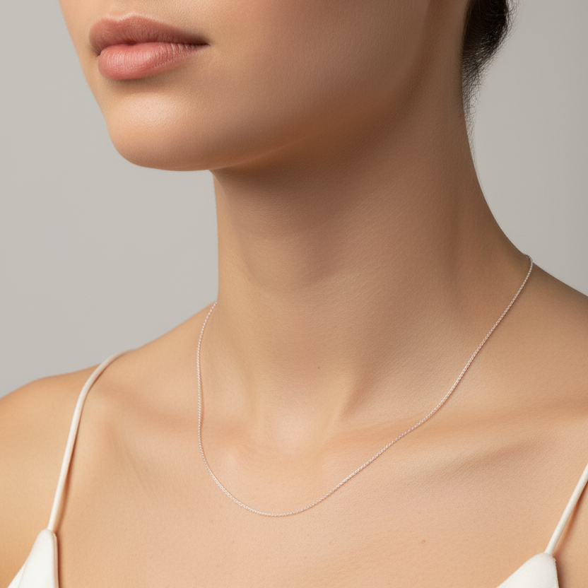 18K White Gold Fine Cable Chain