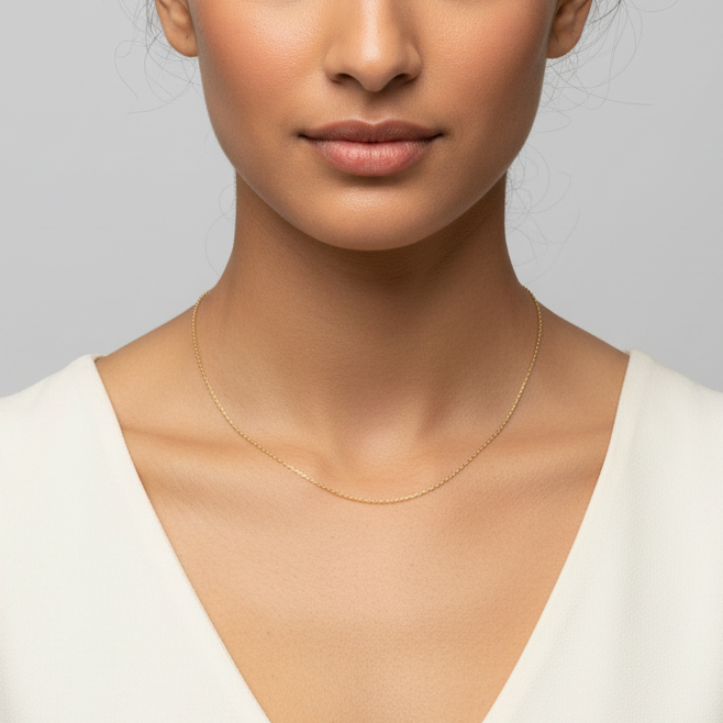 18K Yellow Gold Cable Adjustable Chain