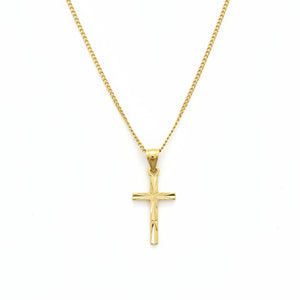 14K Yellow Gold Engraved Cross Pendant Necklace