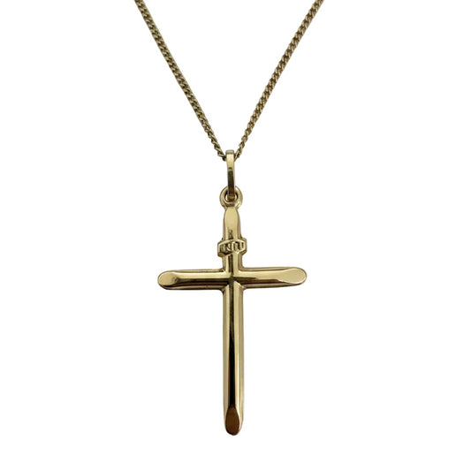 18K Yellow Gold Sacred Light Cross Pendant Necklace