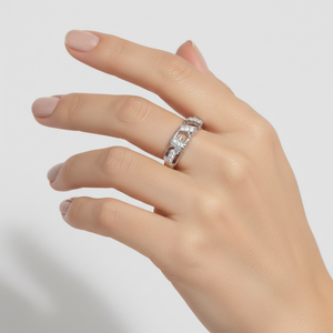10K White Gold Ring Sexy LOGO Setting with 12 Natural Diamonds