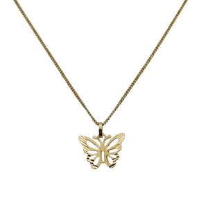 18K Yellow Gold Flutter Butterfly Pendant Necklace