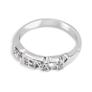 10K White Gold Ring Sexy LOGO Setting with 12 Natural Diamonds
