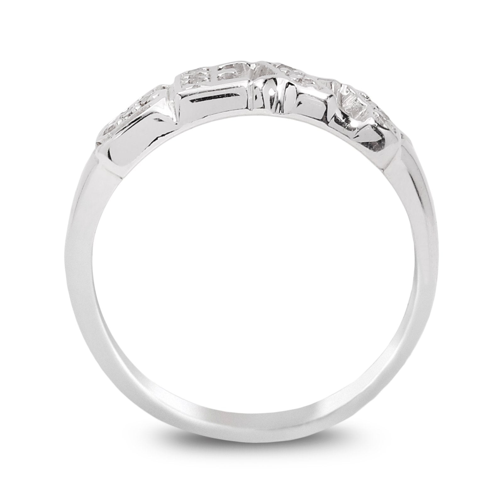 White Gold Ring, Sexy LOGO Setting with  12 Natural Diamonds, 10k