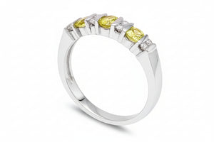 10K White Gold Half Eternity Diamonds and Peridot Band TDW: 0.10ct