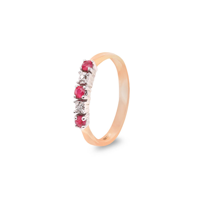 10K Yellow and White Gold Ruby and Diamond Band