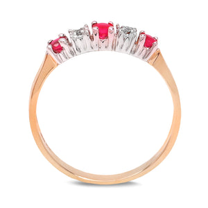10K Yellow and White Gold Ring with Rubies and Diamonds
