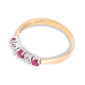 10K Yellow and White Gold Ring with Rubies and Diamonds