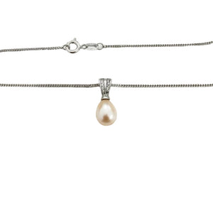 925 Sterling Silver Tear Shaped Pearl Pendant Necklace