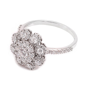 Diamond Blossom Cluster Ring in White Gold. 18k,  TDW: 1ct, VS1-2, EF
