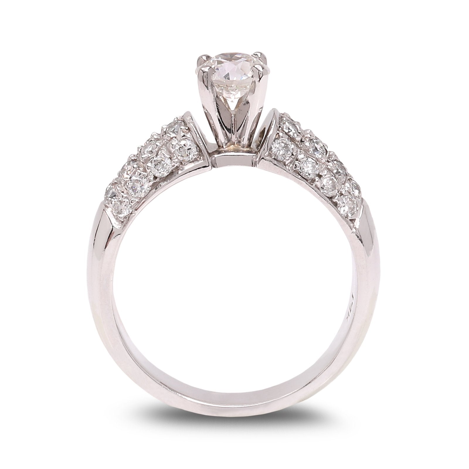 White Gold Engagement Diamond Ring. 19k, TDW:1.17ct, VS-SI, F-G