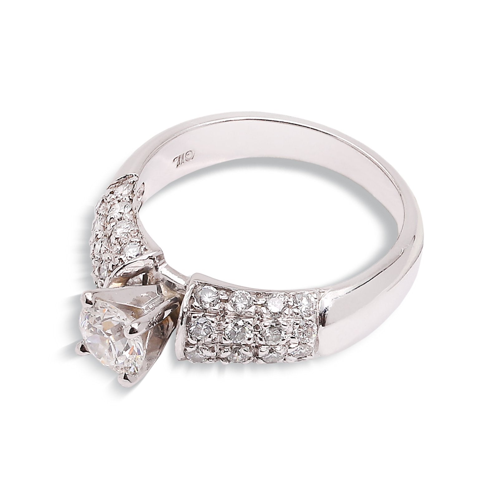 White Gold Engagement Diamond Ring. 19k, TDW:1.17ct, VS-SI, F-G