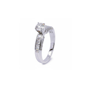 18K White Gold Channel-Set Princess Diamond Ring, TDW: 1.24ct