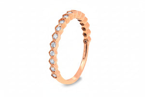 14K Rose Gold Bridal Diamond Band with 17 Round Diamonds. TDW: .25.00ct