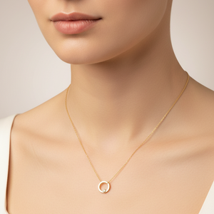 10k Yellow Gold Circle with Diamond Necklace