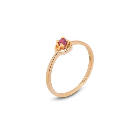 14K Yellow Gold Round Ruby Solitaire Ring