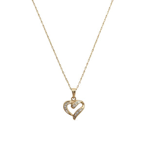 10k Yellow Gold Diamond Heart Necklace