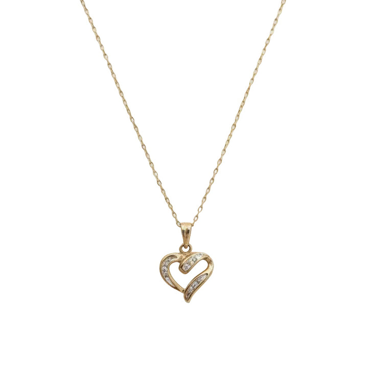 10k Yellow Gold Diamond Heart Necklace