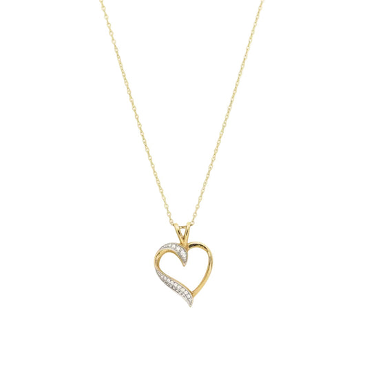 10k Yellow Gold Diamond Heart Necklace