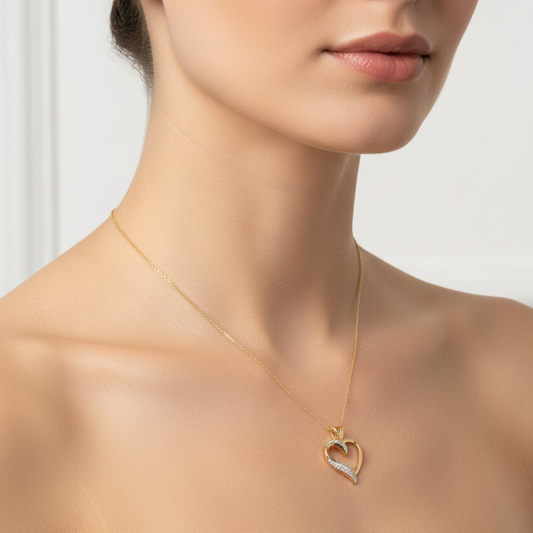 10k Yellow Gold Diamond Heart Necklace