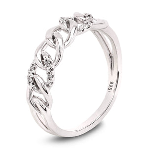 Sterling Silver Curb chain style Ring setting with Cubic Zirconia