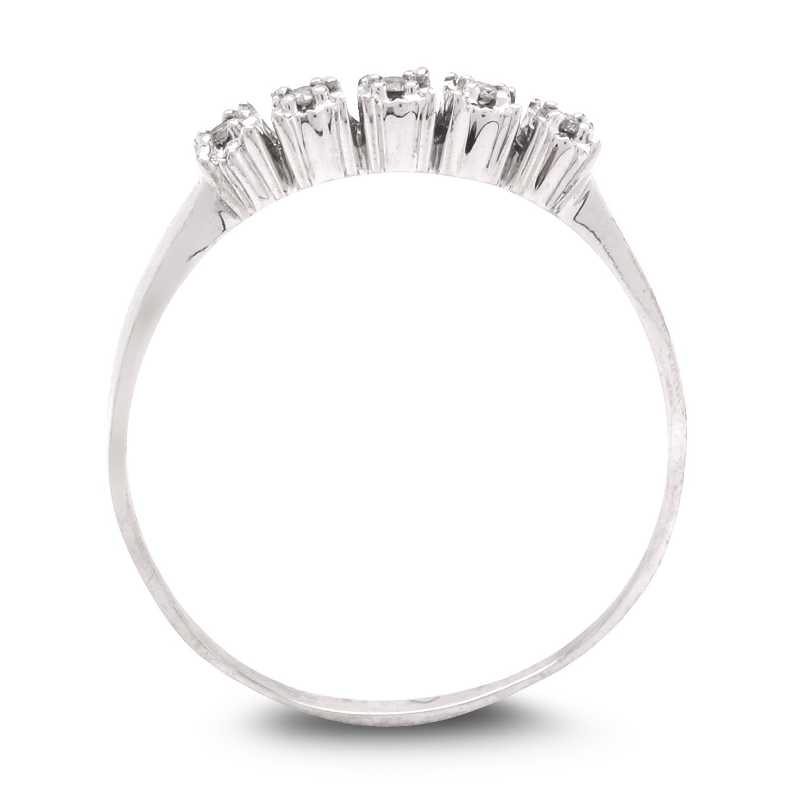 Classic Five-Stone Diamond Ring in White Gold, 10k, TDW: 0.1ct, SI, H