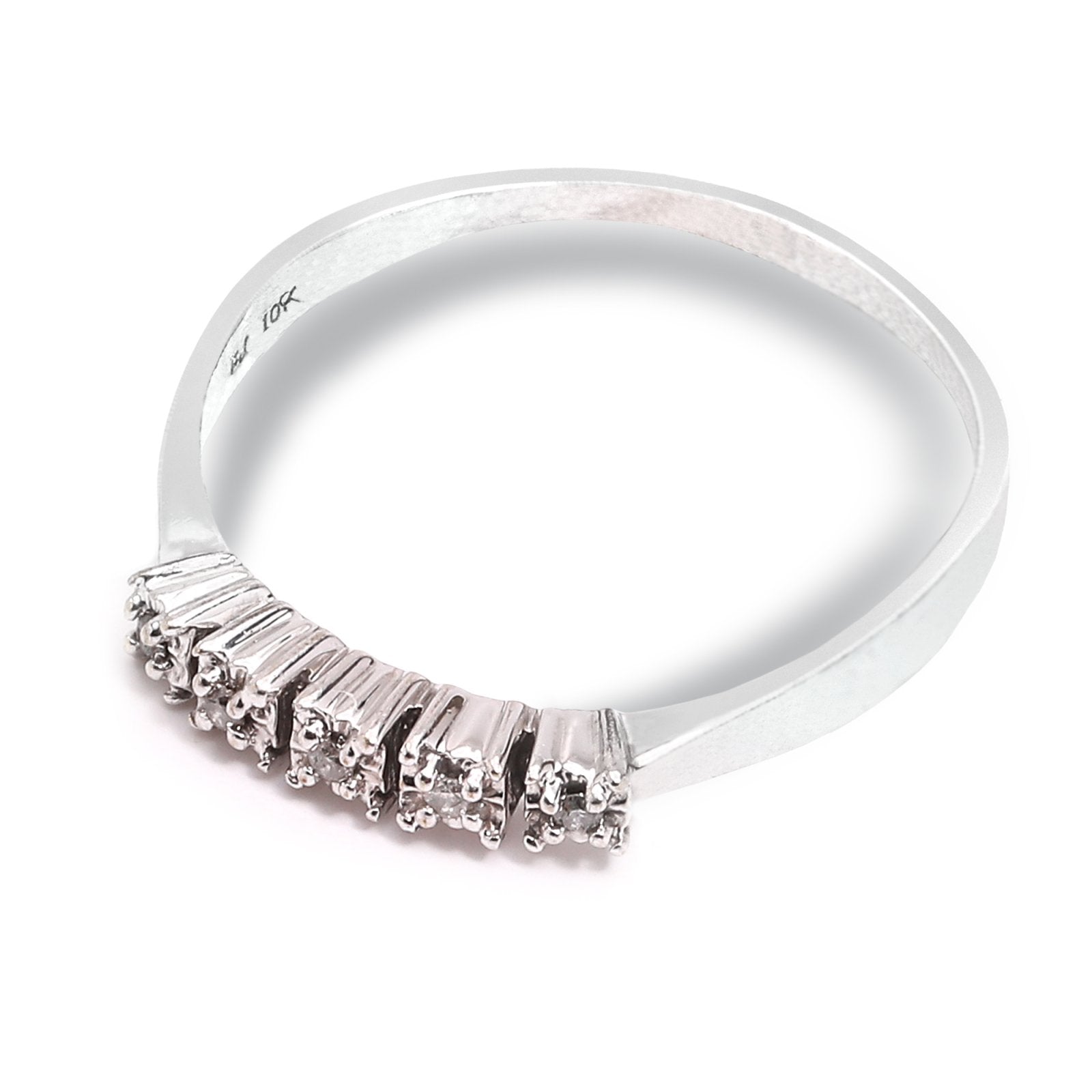 Classic Five-Stone Diamond Ring in White Gold, 10k, TDW: 0.1ct, SI, H