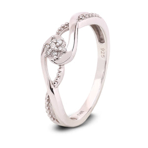 9255 Sterling Silver  Diamond Flower Style Ring