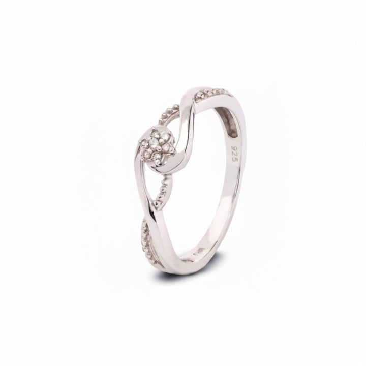 925 Sterling Silver  Diamond Flower Style Ring