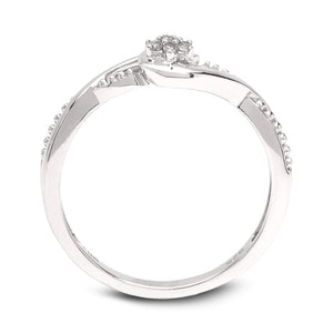 9255 Sterling Silver  Diamond Flower Style Ring