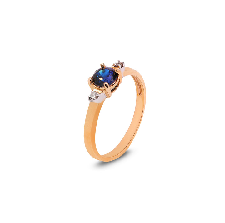 10K Yellow Gold with Diamond Accents Sapphire Ring
